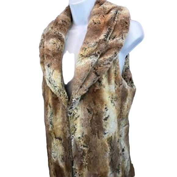 Alice + Olivia Beige and Brown Faux Fur Vest S P - Picture 2 of 7